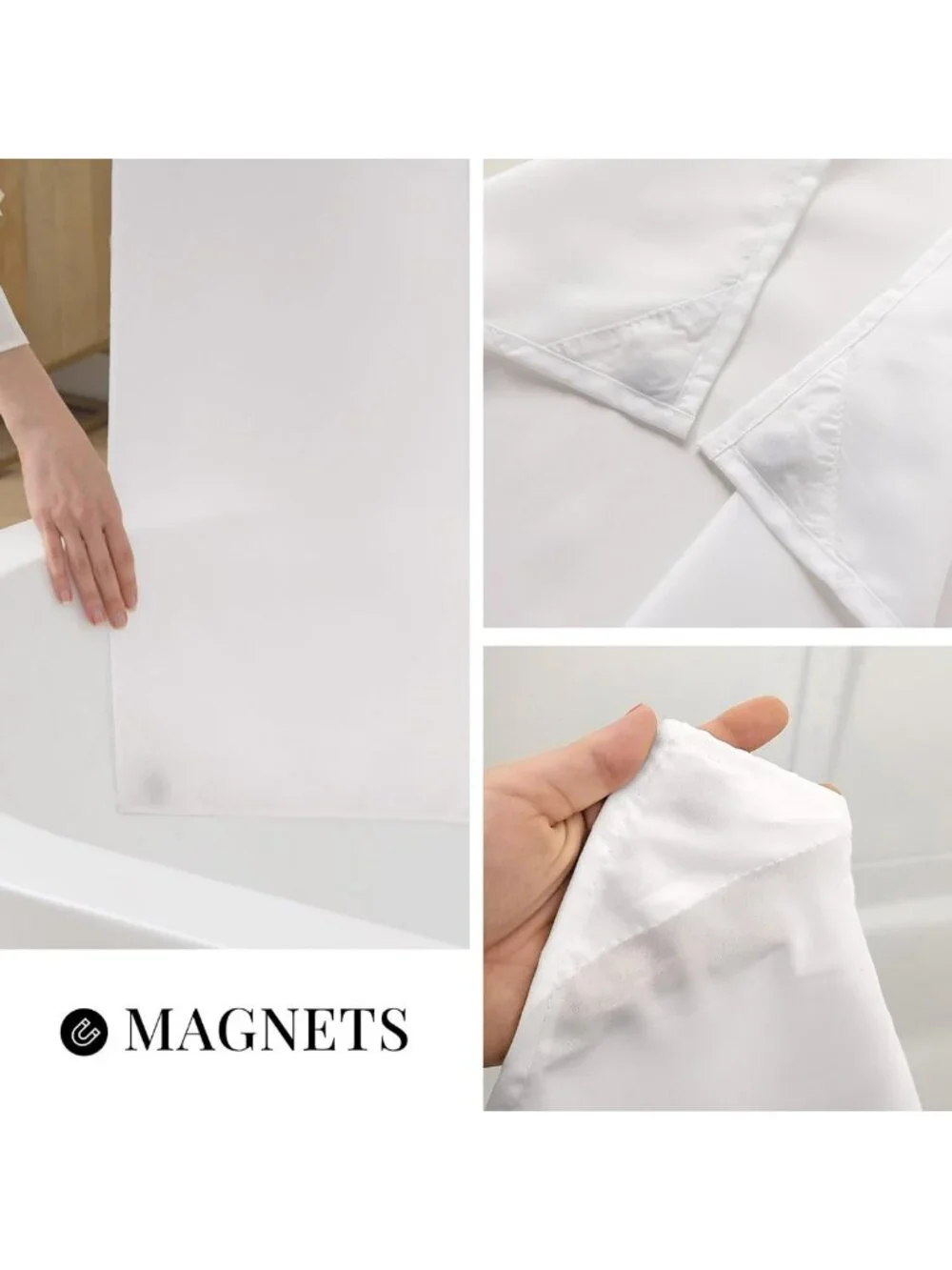 Elegant White Cotton Blend Shower Curtain Set with Liner, 71x74 - Bathroom Decor